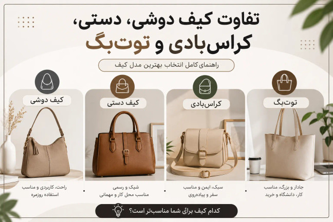 تفاوت کیف دوشی، دستی، کراسبادی و توتبگ